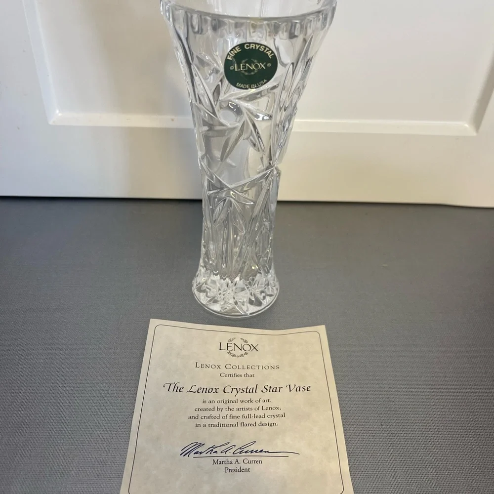 Lenox Lead Crystal Cut Bud Vase 6” with Certificate/Box Made USA